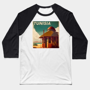 Tunisia Hut Vintage Travel Art Poster Baseball T-Shirt